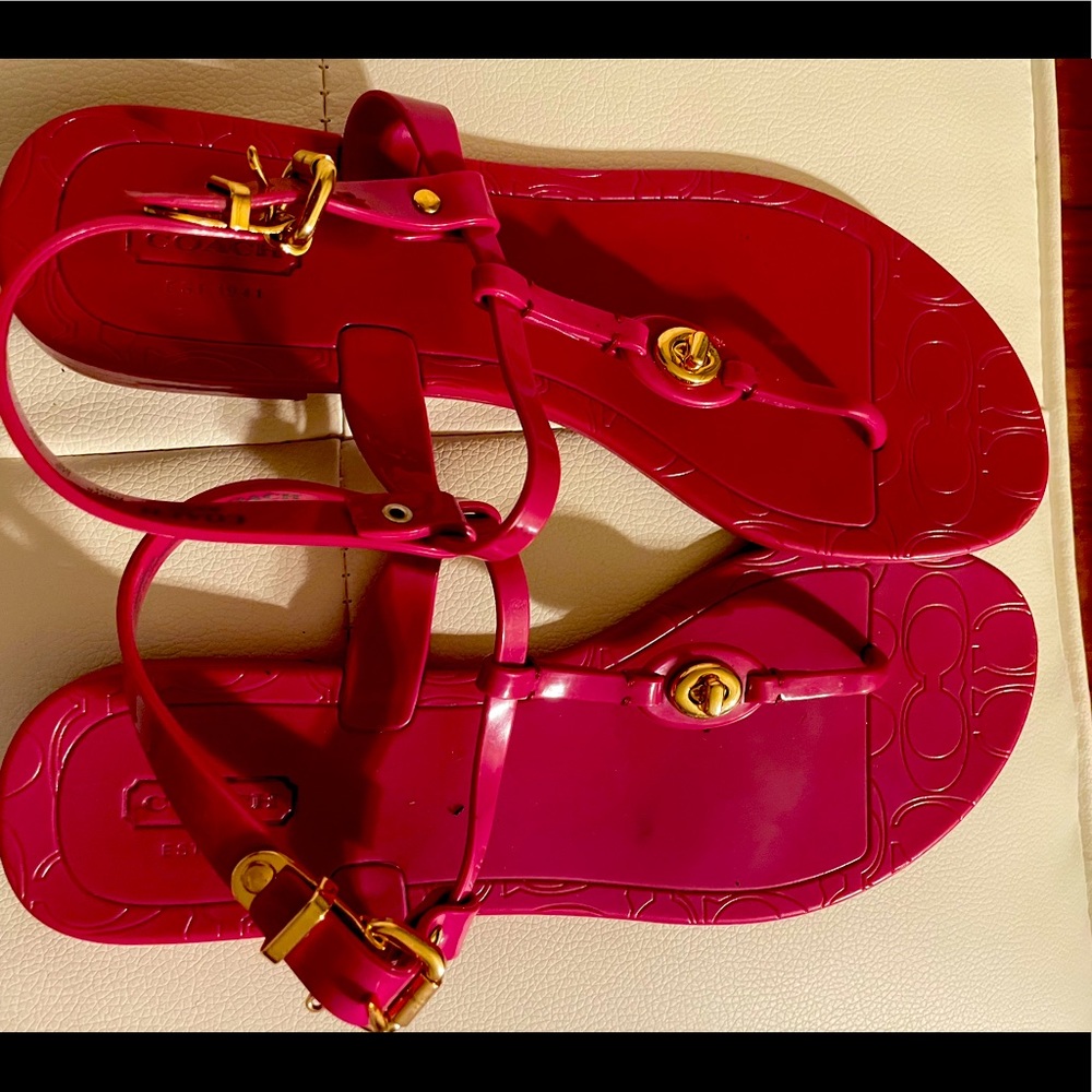 Pink coach sandals